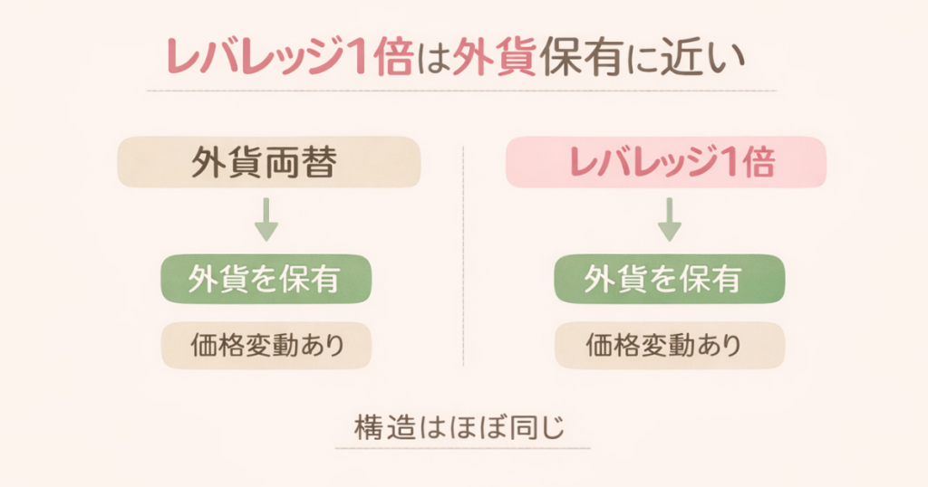 レバレッジ1倍は外貨両替に近い比較図